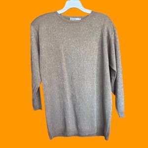 Vintage Cezanne Gold Metallic 3/4 sleeve pullover